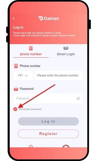click on remember password